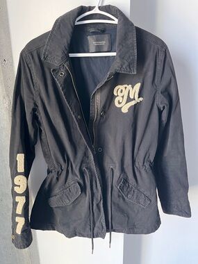 Scotch & Soda Embroidered Utility Jacket  Black Cotton Designer